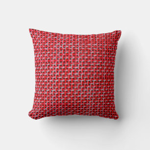 Rotes Gewebe nahtlose Textur von Bambusweide Ratta Kissen