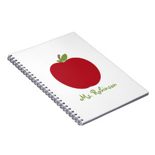 Rotes gewundenes Notizbuch Apples für Lehrer Notizblock