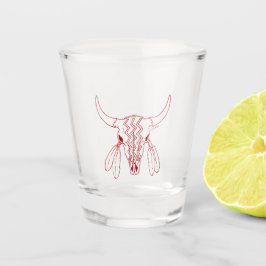 Rotes Ghost Dance Buffalo Line Shootglas Schnapsglas
