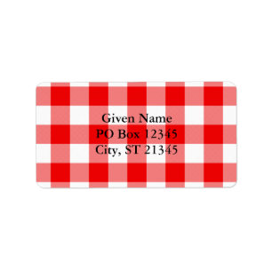 Rotes Gingham Adressaufkleber