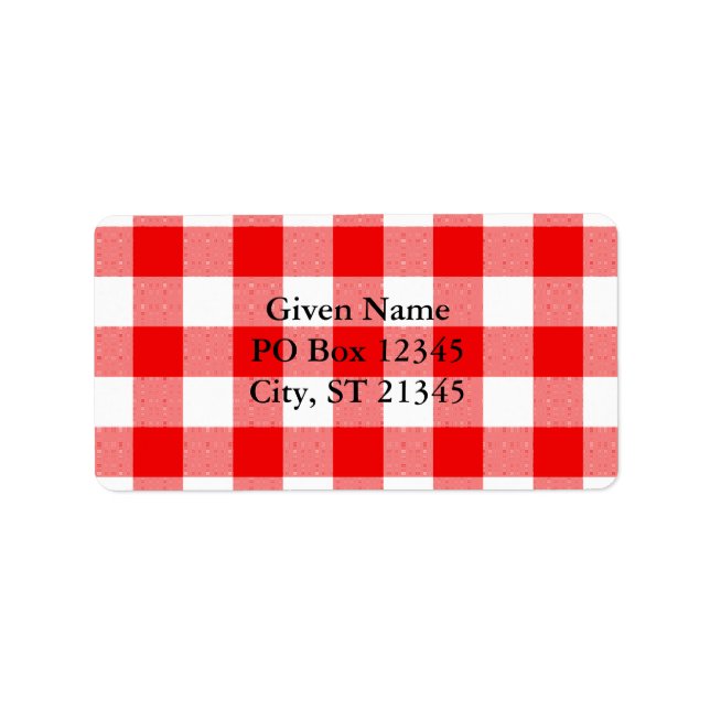 Rotes Gingham Adressaufkleber (Vorne)