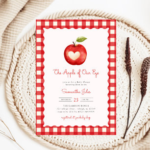 Rotes Gingham-Apple-Of-Our-Eye-Baby-Shower Einladung