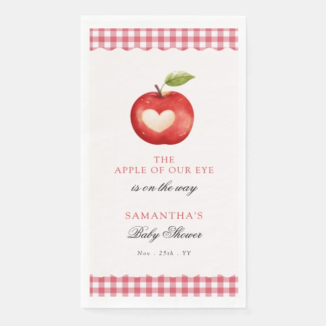 Rotes Gingham Apple of Our Eye Babyshower Serviette (Vorderseite)