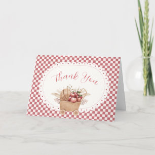 Rotes Gingham Boho Augapfel Baby Shower Dankeskarte