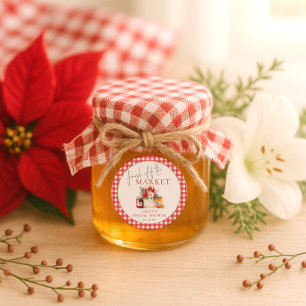 Rotes Gingham-Brautparty: frisch vom Markt Runder Aufkleber