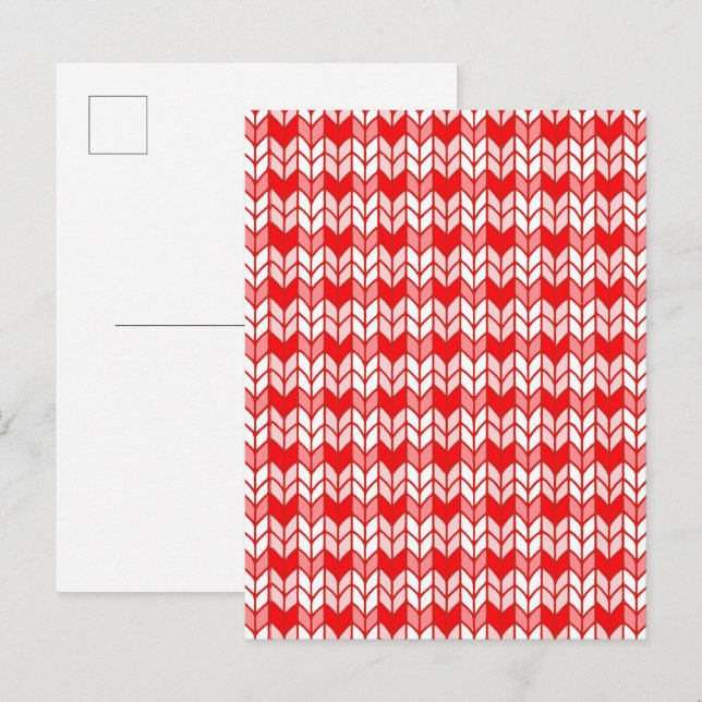 ROTES GINGHAM GESTRICKT Postkarte / Hochformat (Vorne/Hinten)