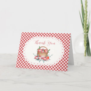 Rotes Gingham-Harvest-Apfel Unserer Liebling Baby Dankeskarte