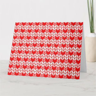 ROTES GINGHAM STRICKMUSTER Große Grußkarte / Querf Karte
