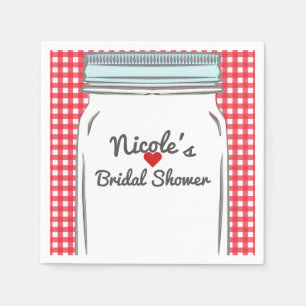 Rotes Gingham und blauer Mason Jar Rustic Country  Serviette