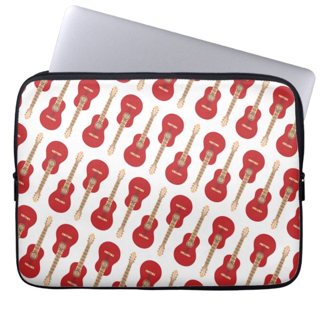 Rotes Gitarrenmuster Laptopschutzhülle (Vorderseite)