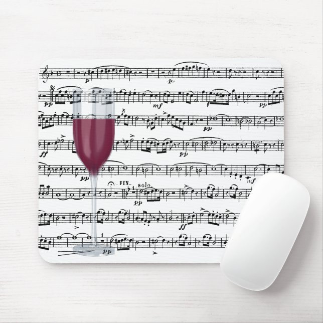 Rotes Glas auf Musik Mousepad (Mit Mouse)