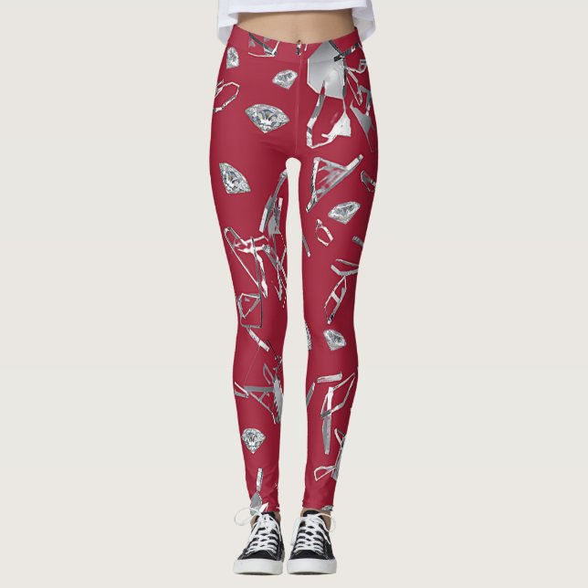 Rotes Glas und Diamanten Leggings (Vorderseite)