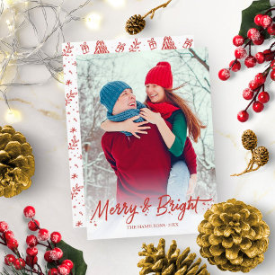 Rotes Glitter-Calligraphy-Foto Merry And Bright Einladung
