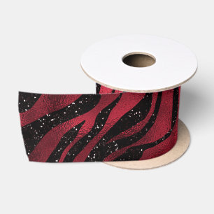 Rotes Glitter-Glam-Zebrastreifenmuster Satinband
