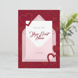 Rotes Glitterherz Rosa Umschlag Romantisch Einladung