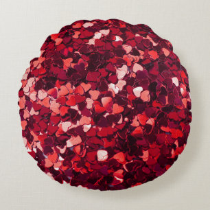 Rotes Glitzer Herz: Minimalistische Textur. Rundes Kissen