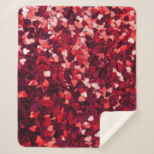 Rotes Glitzer Herz: Minimalistische Textur. Sherpadecke