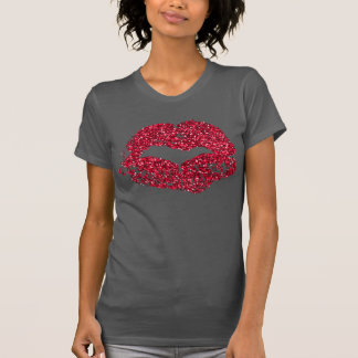 Rotes Glitzer-LippenShirt T-Shirt
