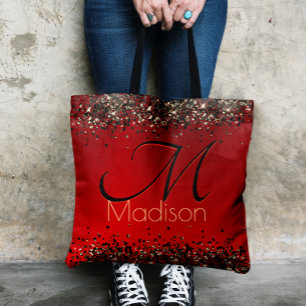 Rotes Glitzer-Monogramm Tasche