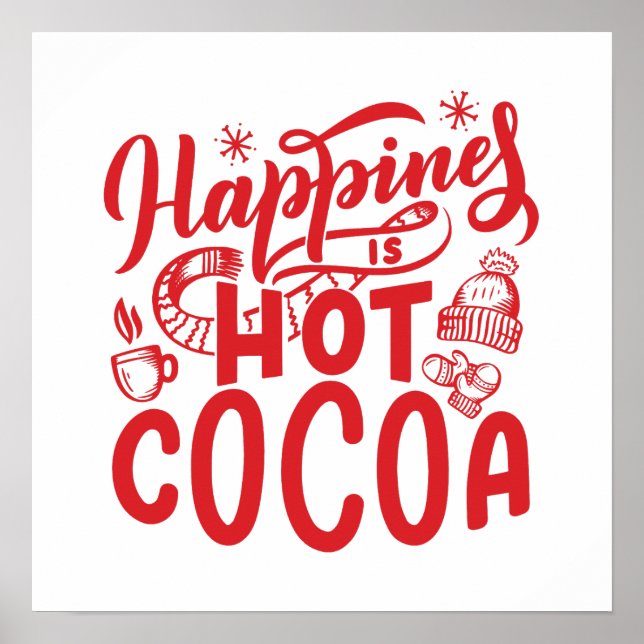 Rotes Glück ist heißer Kakao Typografie Urlaub Poster (Vorne)
