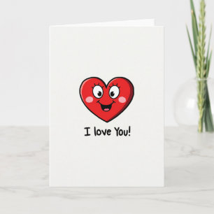 Rotes glückliches Herz Valentinstag Karte für sie