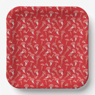 rotes, glühendes Quallenmuster Pappteller