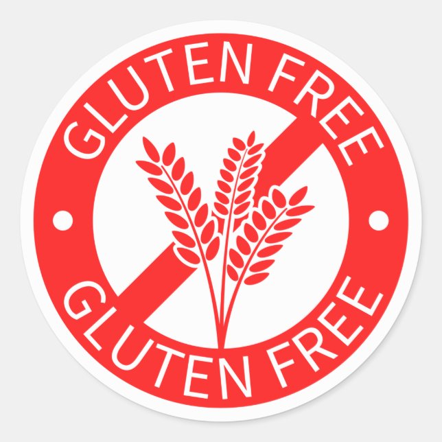 Rotes glutenfreies Zeichen Runder Aufkleber (Vorderseite)