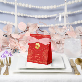 Rotes Gold Chinesischer Hochzeitdrache und Phönix Geschenkschachtel