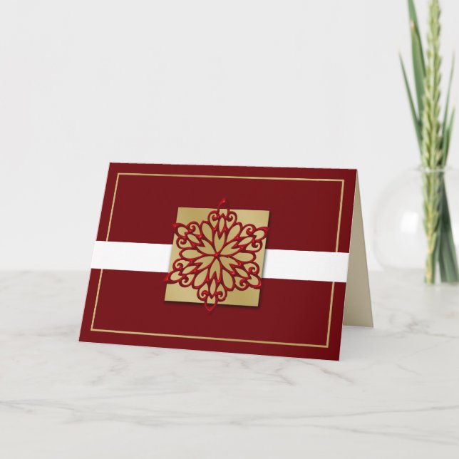 Rotes Gold Corporate Ferien Cards Feiertagskarte (Vorderseite)