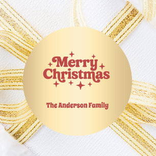 Rotes Gold Frohe Weihnachtsvorliebe Runder Aufkleber