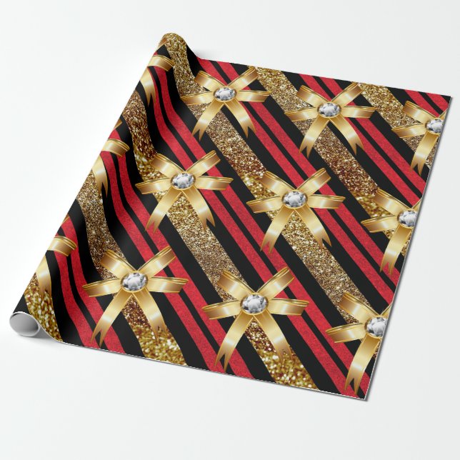 Rotes Gold u. schwarze Geschenkpapier (Ungerollt)