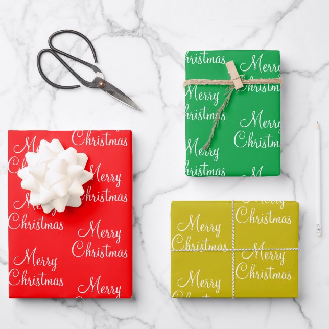 Rotes Gold und Grün Geschenkpapier Set (Vorderseite)