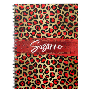 Rotes Gold und schwarzer Forelle Leopard Pinselstr Notizblock