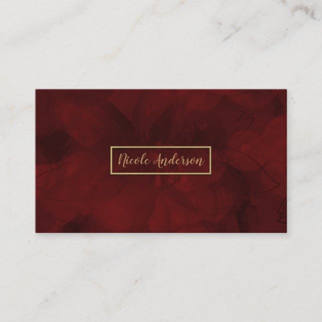 Rotes Gold Wasserfarbener Glam Visitenkarte (Vorderseite)