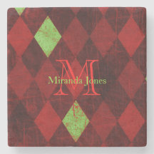 Rotes Golddiamant-Muster-Monogramm