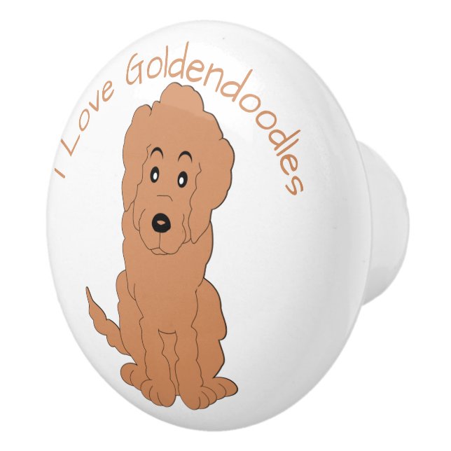 Rotes Goldendoodle-Hund-Design Keramikknauf (Rechts)
