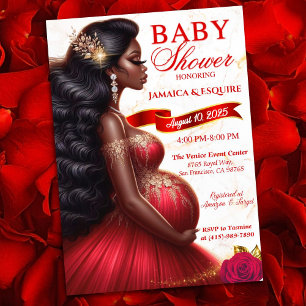 Rotes & Goldenes Afrikanisches Elegantes Babyshowe Einladung