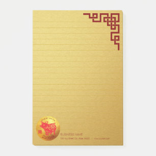 Rotes Goldschwein Papercut Neujahrsfest-Post-It Post-it Klebezettel