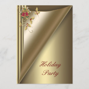 Rotes Goldweihnachtsfeiertags-Party Einladung
