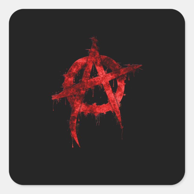 Rotes Graffiti-Anarchie-Symbol Quadratischer Aufkleber (Vorderseite)