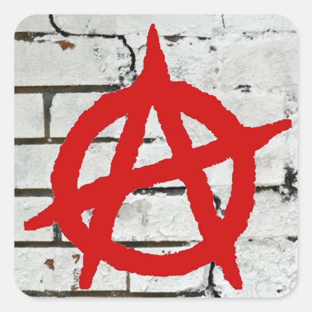 Rotes Graffiti-Anarchie-Symbol Quadratischer Aufkleber (Vorderseite)