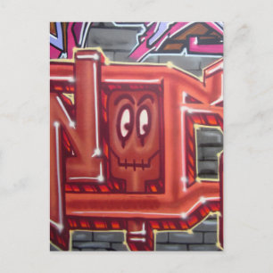 Rotes Graffiti-Gesicht Postkarte