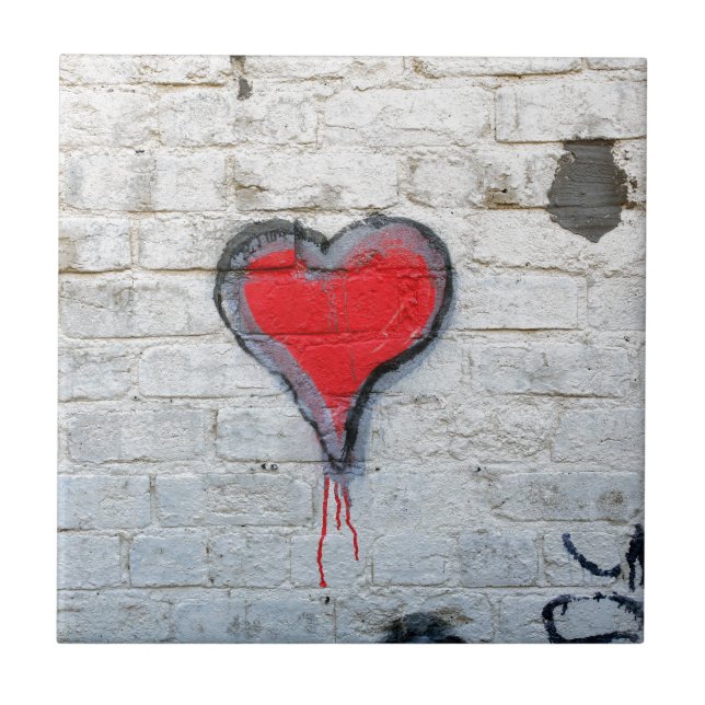 Rotes Graffitiherz Fliese (Vorderseite)