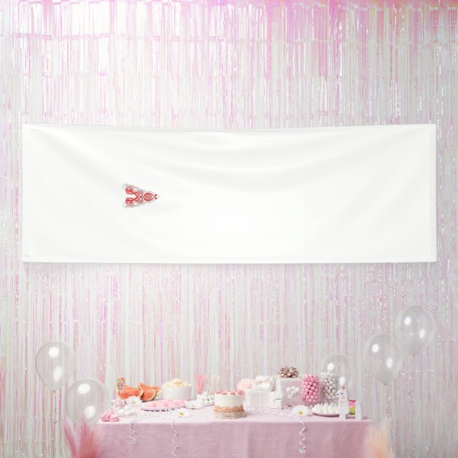 Rotes Grafikdesign mit aufwändiger Linienart mo Banner (Party)