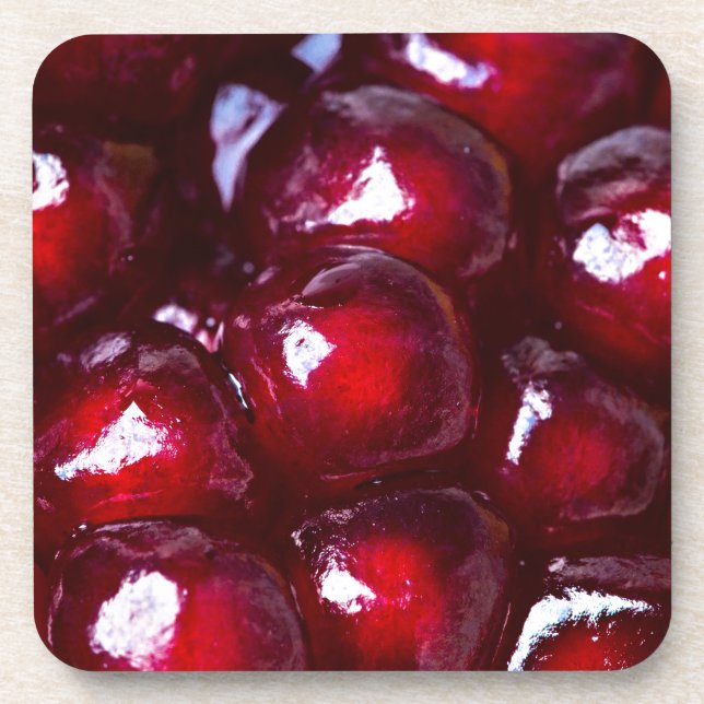 Rotes Granatapfel Getränkeuntersetzer (Vorderseite)