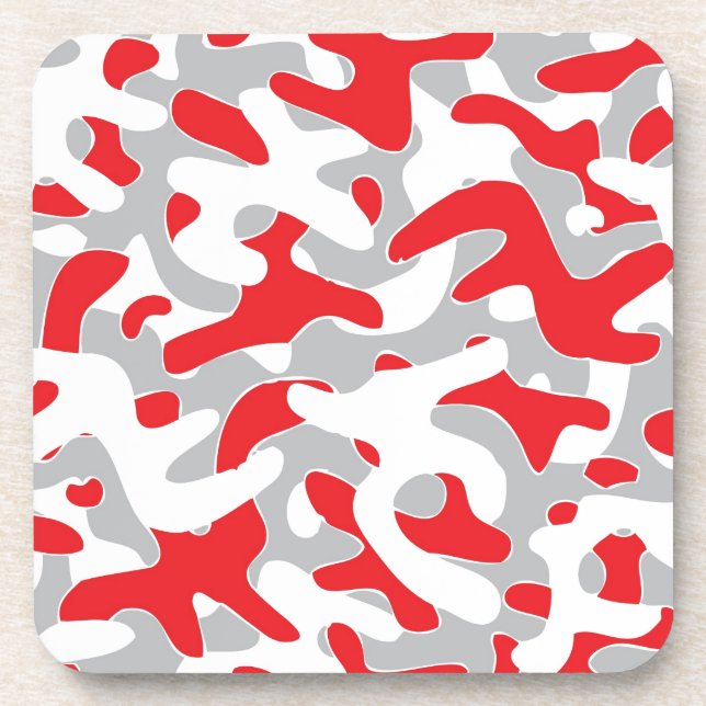 rotes graues Tarnungs-Muster Untersetzer (Vorderseite)
