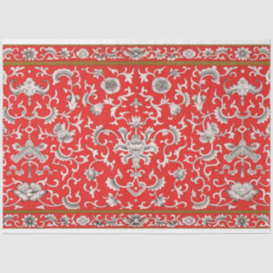 Rotes, graues und weißes Blumenzapier Seidenpapier