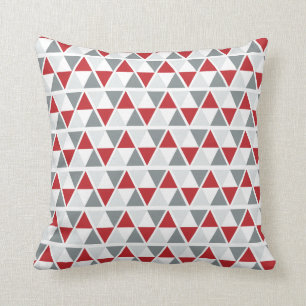 Rotes graues Weiß-geometrisches Muster Kissen