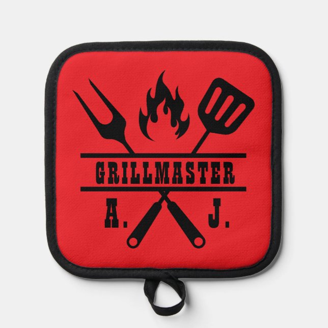 Rotes Grillmeister-Werkzeug  Topflappen (Vorderseite)