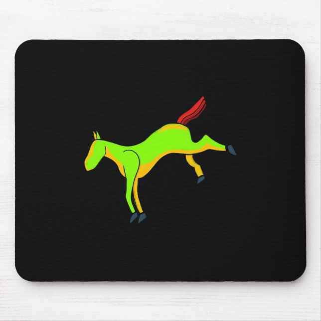 Rotes, grönes Pferd am Schwanz Mousepad (Vorne)